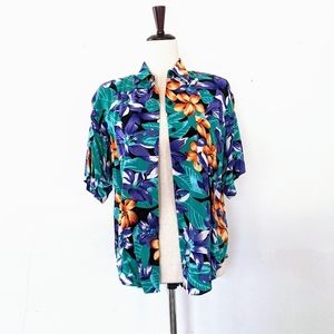 Vintage 90s Tropical Button Down Shirt